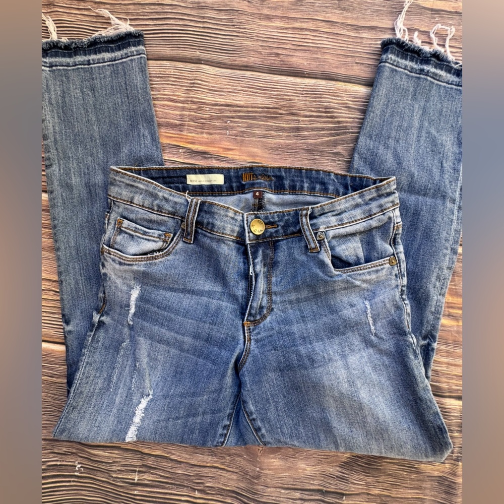 Kut From The Kloth Reese Ankle Straight Leg Jeans Women’s Sz 4 Blue Distressed - Picture 9 of 10